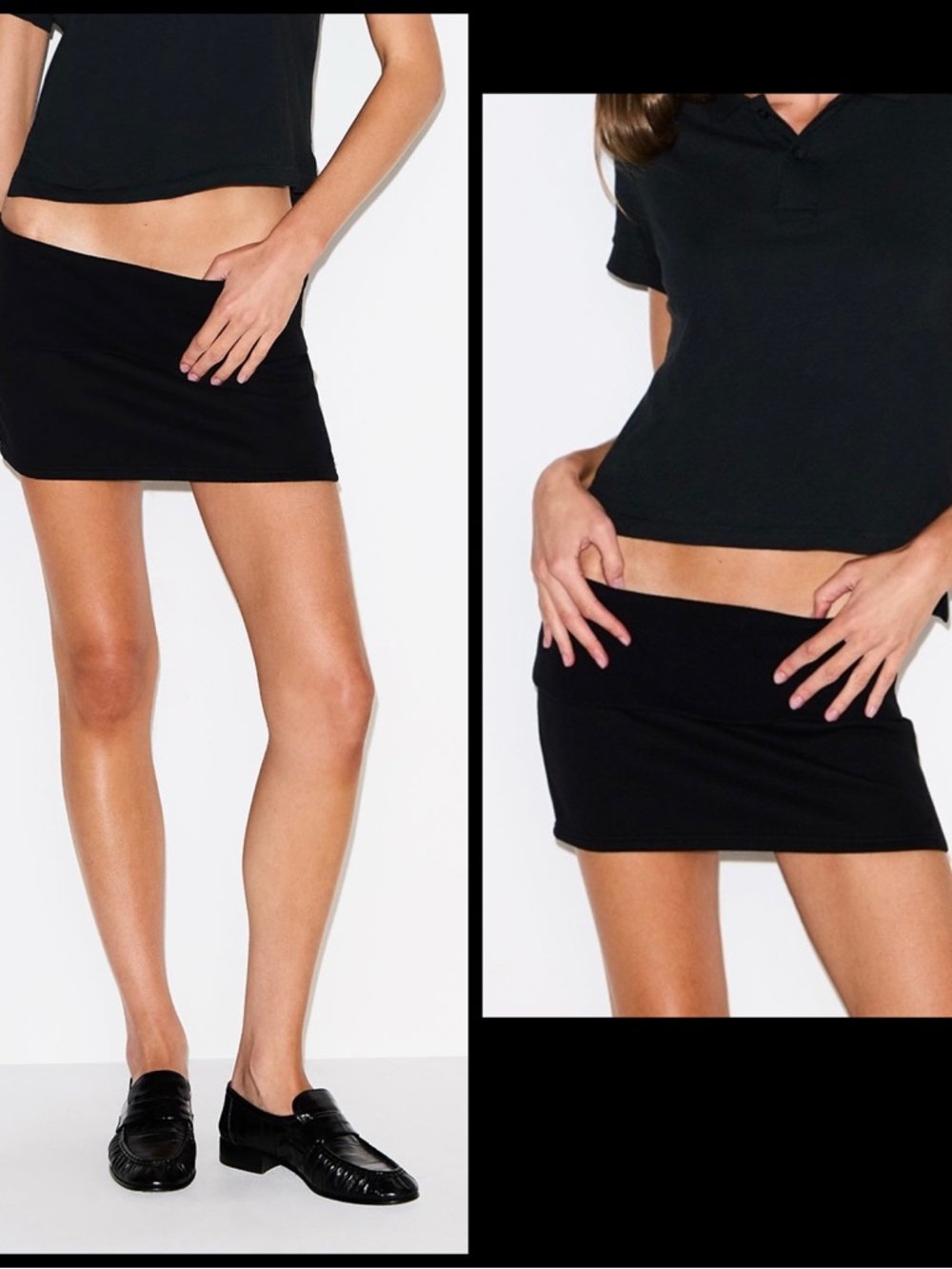 SKIMS Cotton Fleece Foldover Skirt Onyx New